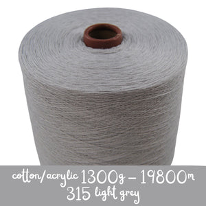 MACHINE KNITTING CONE YARN 50/50 COTTON ACRYLIC 1300 g 315 LIGHT GREY