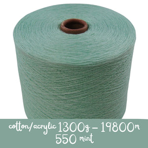 MACHINE KNITTING CONE YARN 50/50 COTTON ACRYLIC 1300 g 550 MINT