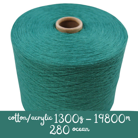 MACHINE KNITTING CONE YARN 50/50 COTTON ACRYLIC 1300 g 280 OCEAN