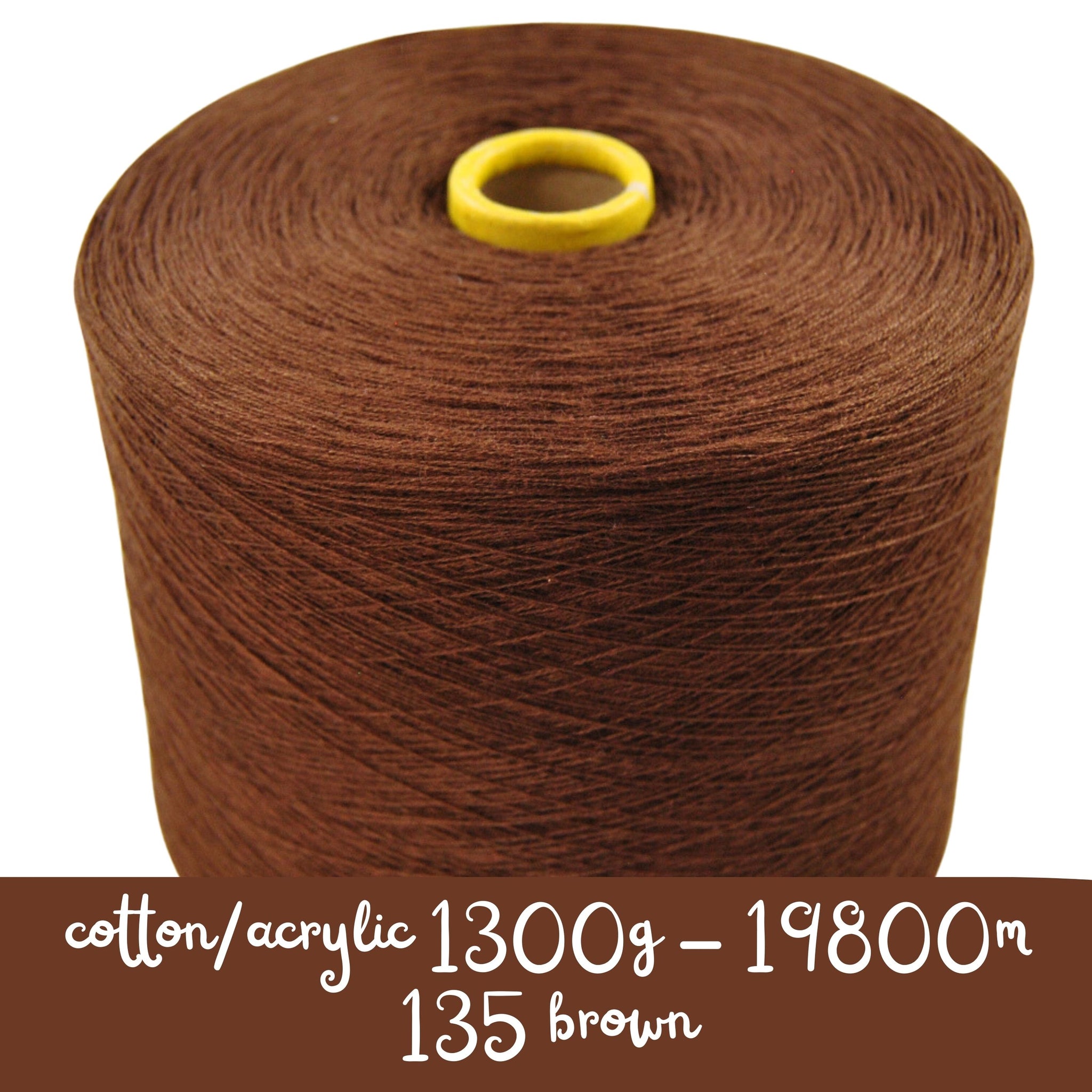 MACHINE KNITTING CONE YARN 50/50 COTTON ACRYLIC 1300 g 135 BROWN