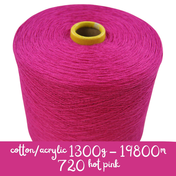 MACHINE KNITTING CONE YARN 50/50 COTTON ACRYLIC 1300 g 720 HOT PINK