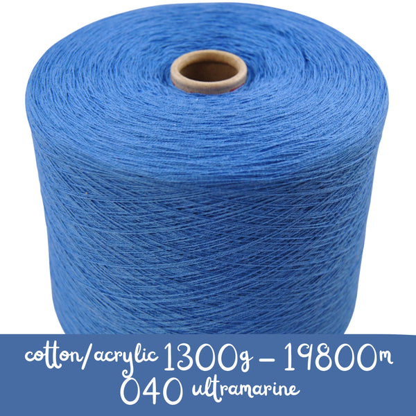 MACHINE KNITTING CONE YARN 50/50 COTTON ACRYLIC 1300 g 040 ULTRAMARINE