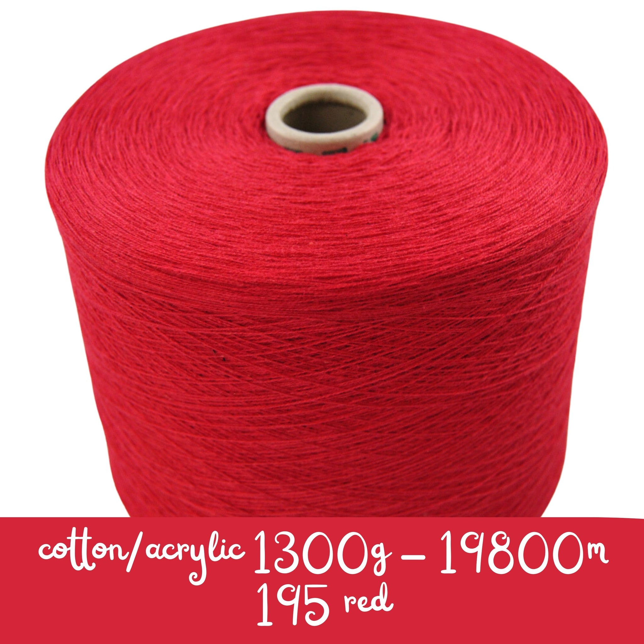 MACHINE KNITTING CONE YARN 50/50 COTTON ACRYLIC 1300 g 195 RED