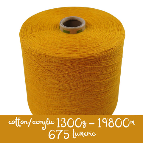 MACHINE KNITTING CONE YARN 50/50 COTTON ACRYLIC 1300 g 675 TUMERIC