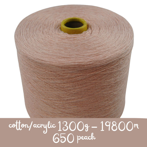 MACHINE KNITTING CONE YARN 50/50 COTTON ACRYLIC 1300 g 650 PEACH