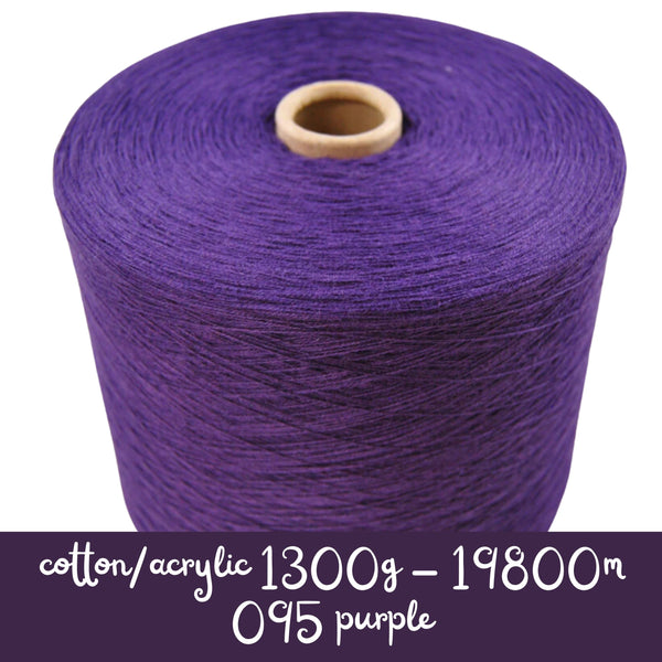 MACHINE KNITTING CONE YARN 50/50 COTTON ACRYLIC 1300 g 095 PURPLE